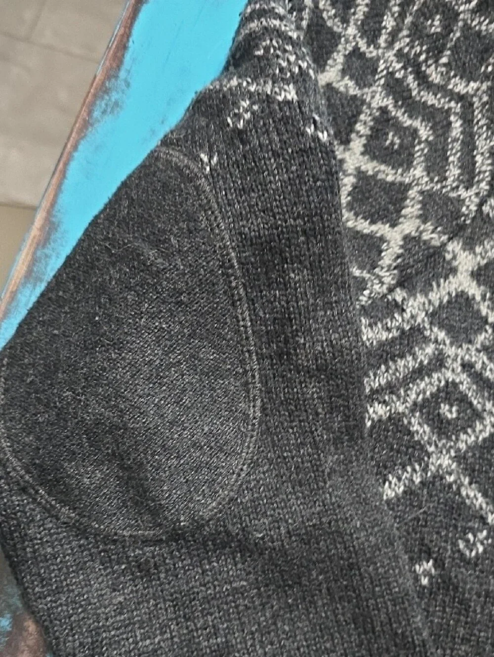Sonoma Charcoal Gray Shawl Collar Cardigan with Fair Isle Yoke